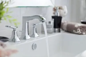 new remodel bathroom with white vanity and sink