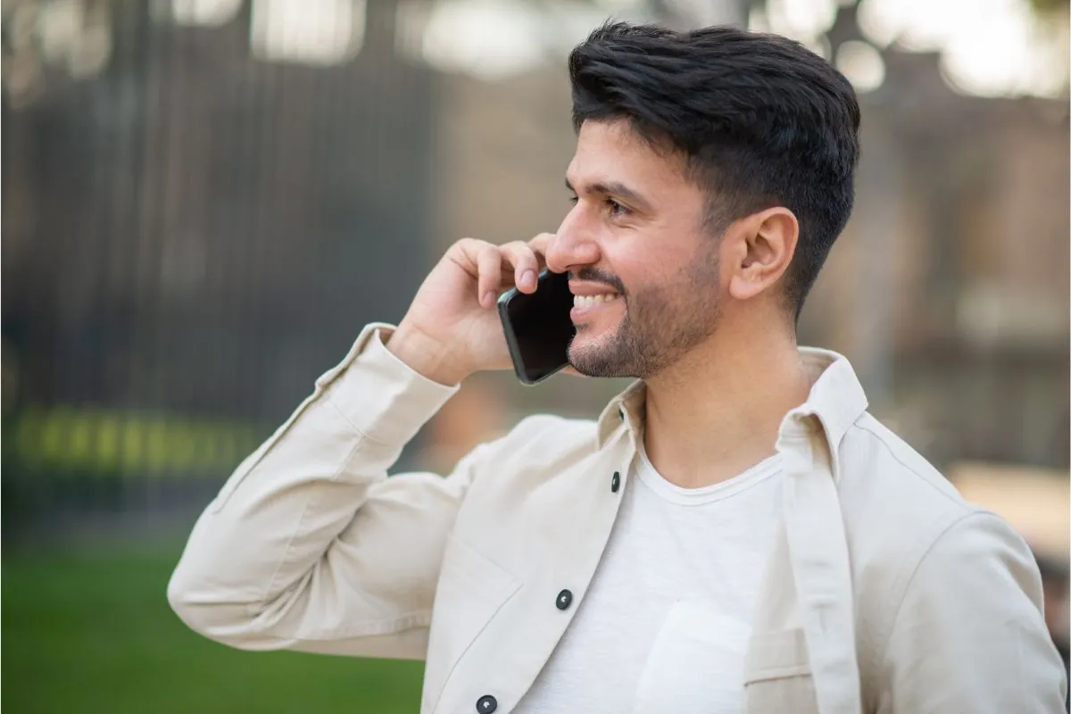 a man talking on phone