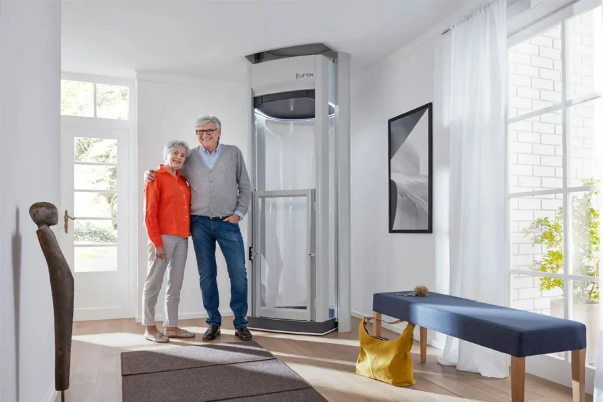 old couple standing inside in law suite