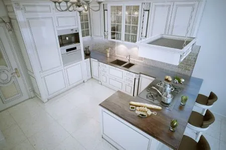 luxury l shaped kitchen with white paint